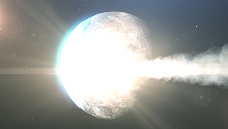 ice comet hitting earth in middle east creating large dust shockwave