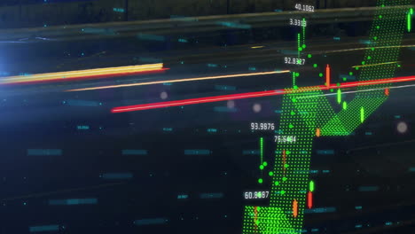 animation of financial data processing over dark background