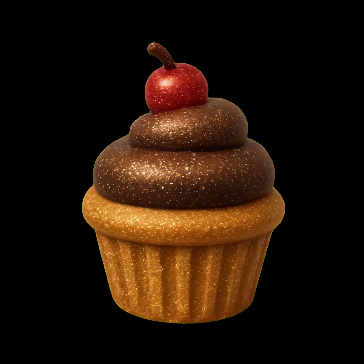 Delizioso cupcake con animazione di ciliegia in cima, risorsa isolata, video 4K trasparente, canale alfa