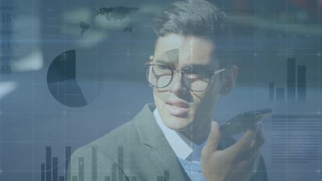 animación de estadísticas y procesamiento de datos sobre el hombre utilizando un teléfono inteligente