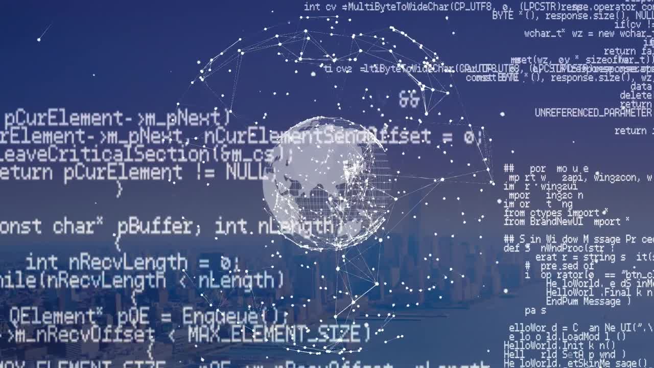 Globe spinning with data moving in the background