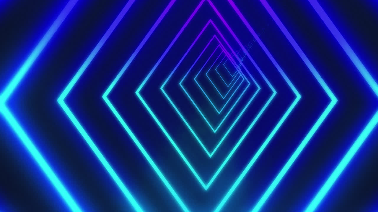 Abstract Neon Glowing Square Tunnel Loop