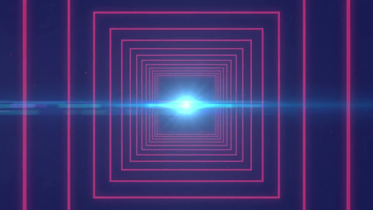 animación de luz brillante y túnel de neón cuadrado