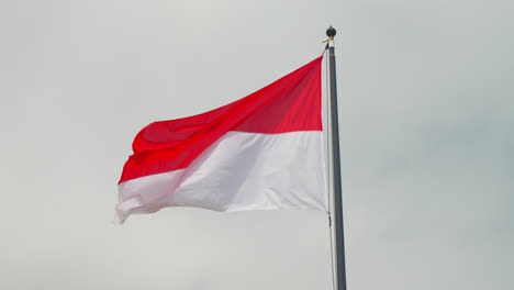 Slow-Motion-Of-A-Monaco-Flag-Waving-Against-Clear-Sky