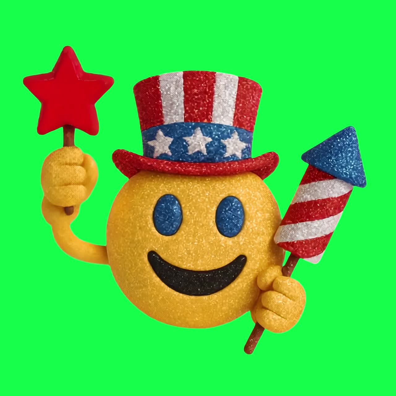 Patriotic emoji celebrates Independence Day animation, transparent 4K video, green screen