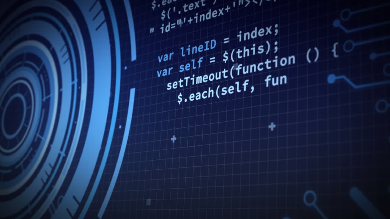 Animation of scope scanning, processor elements and data processing on grid