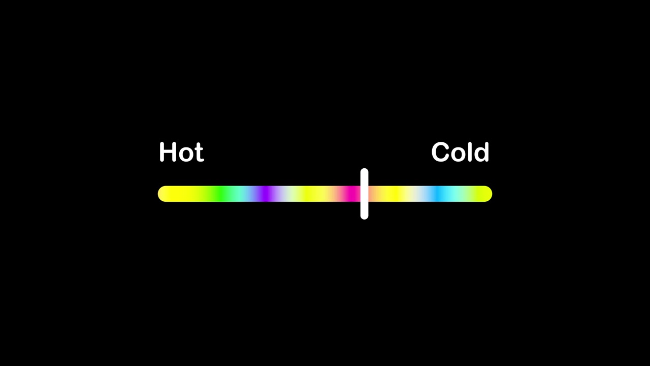 Hot to cold temperature slider control for climate animation isolated on black background