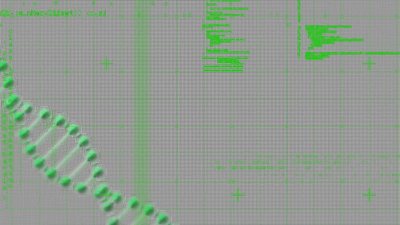 animación del procesamiento de datos sobre el hilado de cadenas de adn