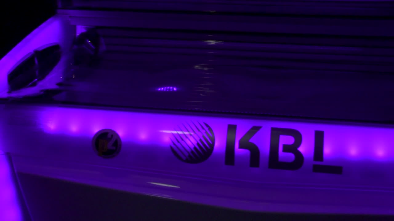 KBL Tanning Bed Solarium With Ultraviolet Lamps - close up, panning left shot