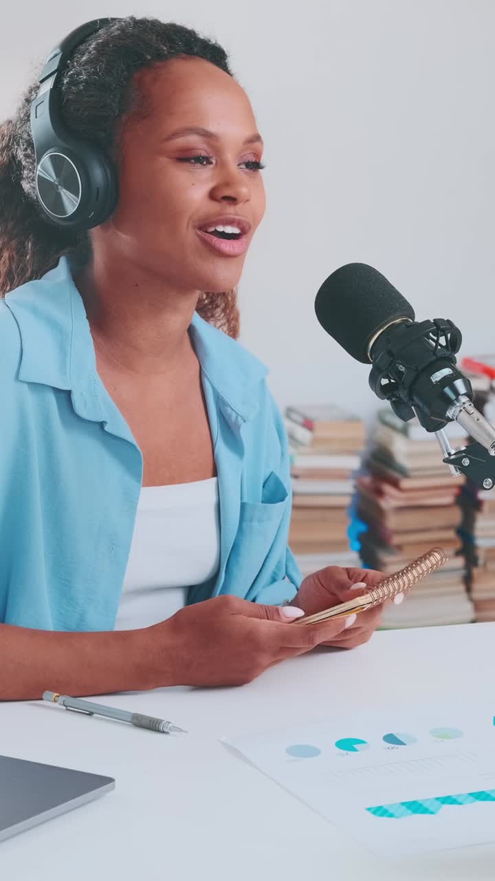 Engaging conversation with a host in a vibrant studio setting