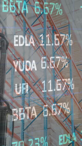 animación del procesamiento de datos financieros y el mercado de valores en un almacén vacío