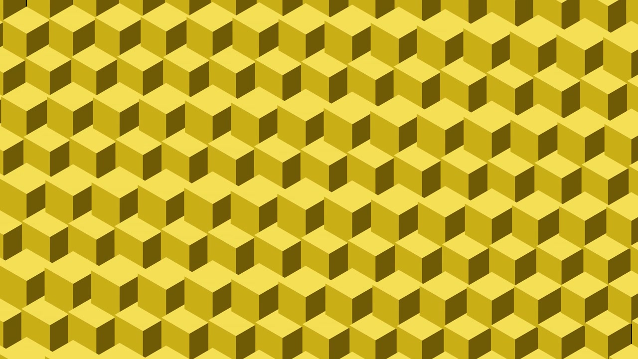 Abstract Animation of Yellow Cubes Moving in a Grid Pattern