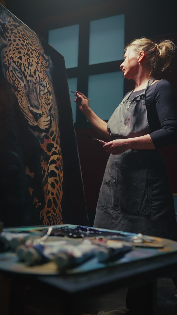 Artist Painting a Leopard
