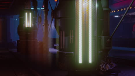 luces de neón de la ciudad futurista de ciencia ficción