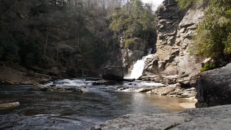 linville falls wide shot in sunshine