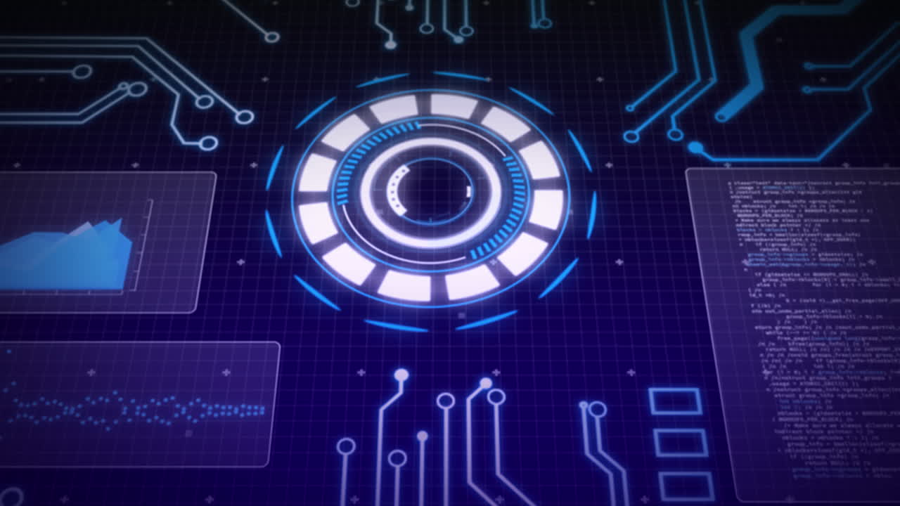 Animation of statistics recording and scope scanning on screens over grid
