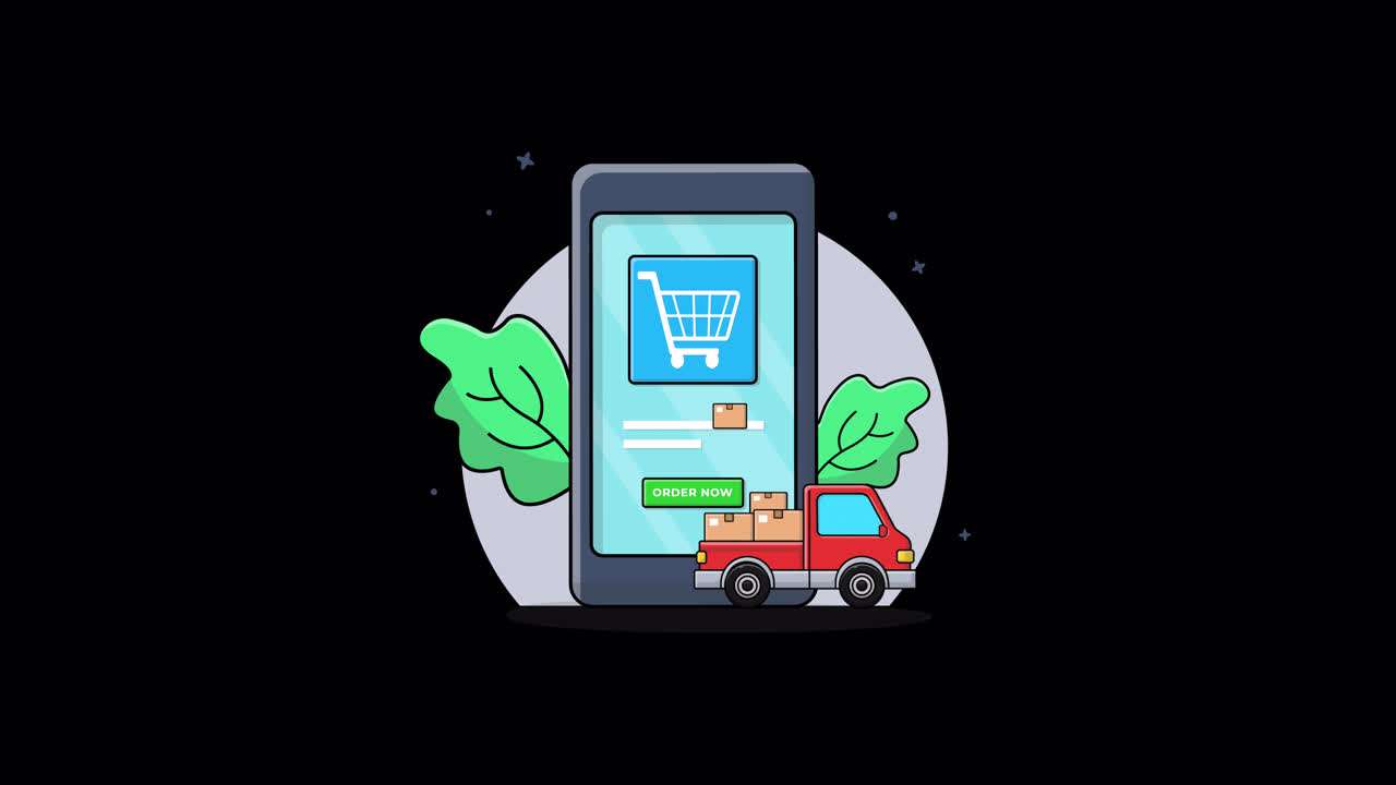 Animazione del processo di ordine e consegna per e-commerce mobile