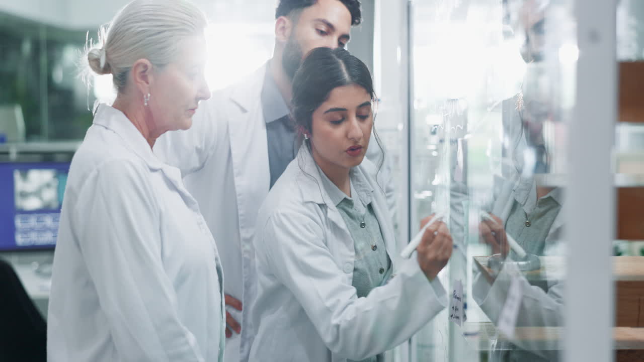 Scientists collaborating on research in a laboratory