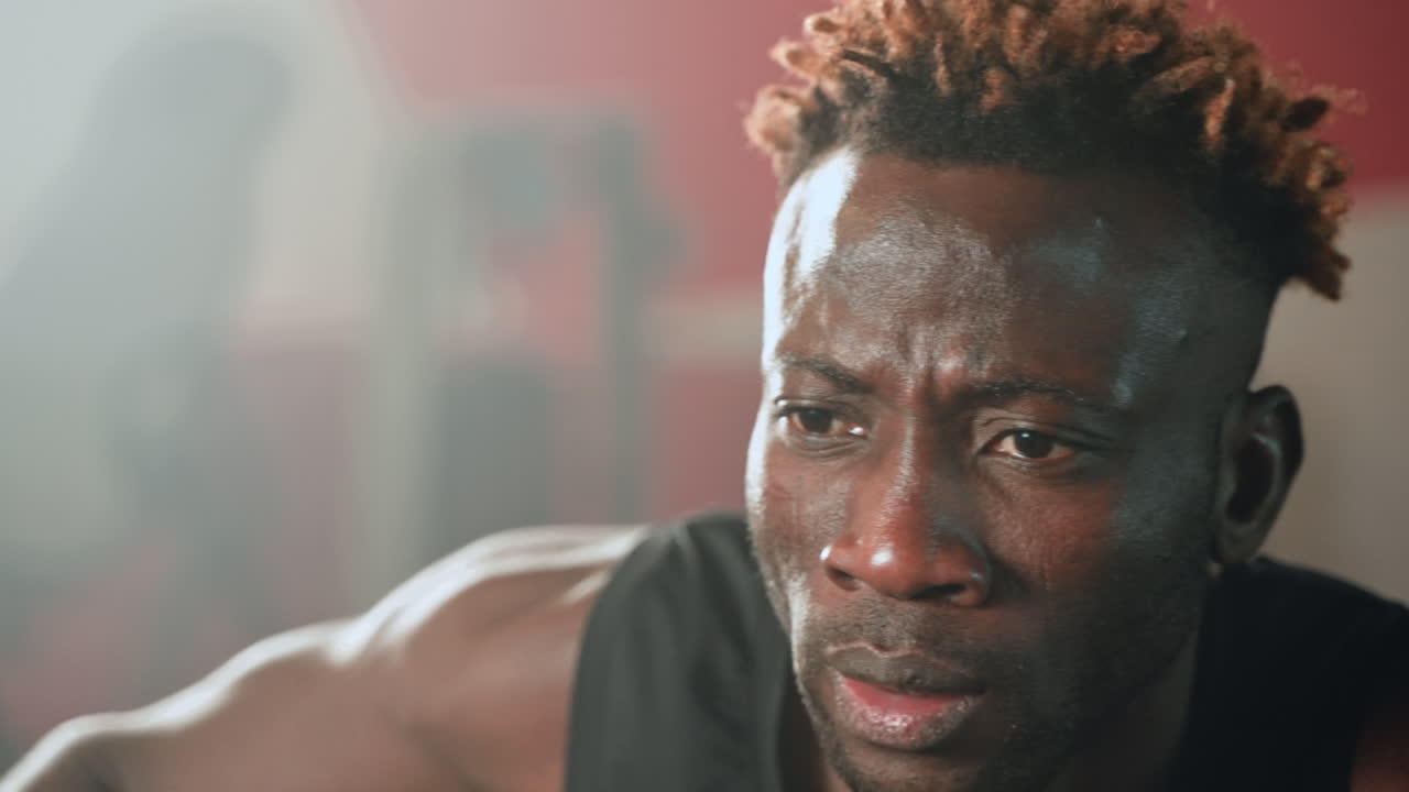 Man Focused During Exercise