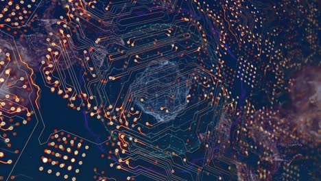 animación del procesamiento de datos sobre un fondo azul