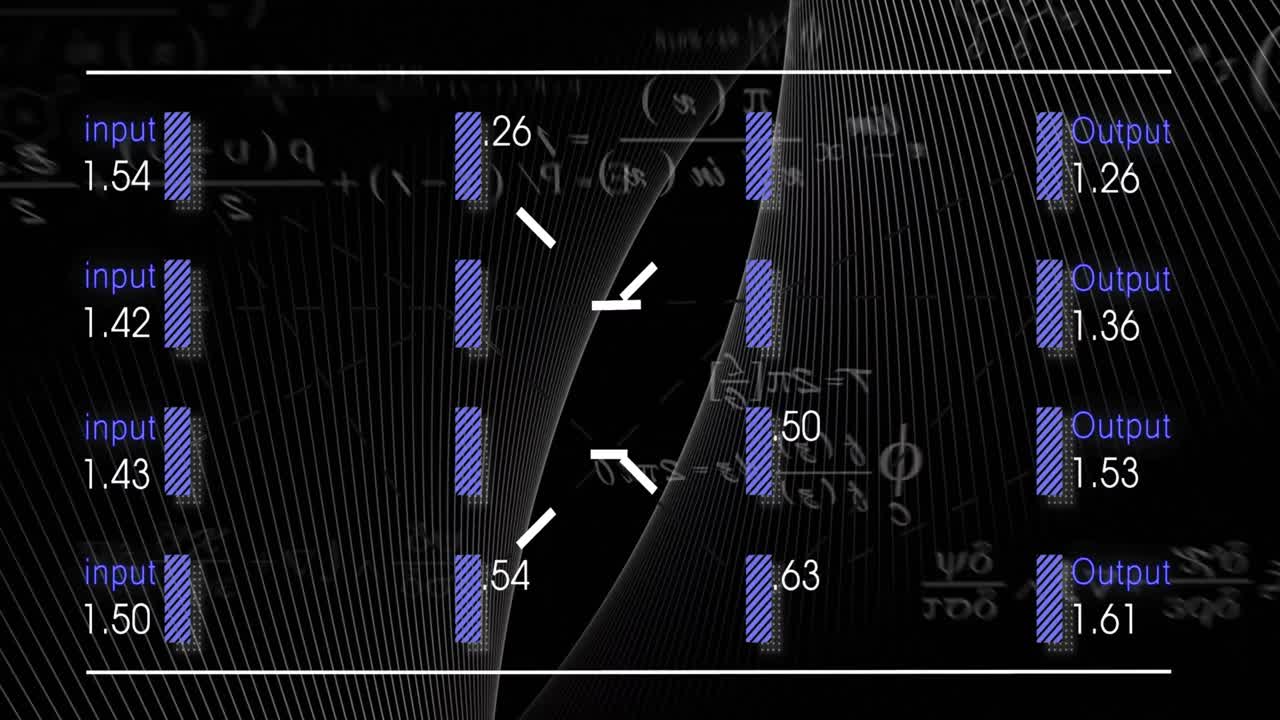 анимация чисел и обработка данных по световым следам