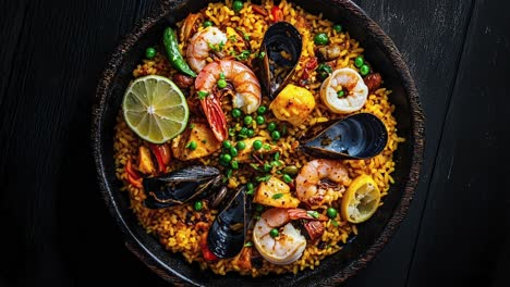 delicious paella with seafood