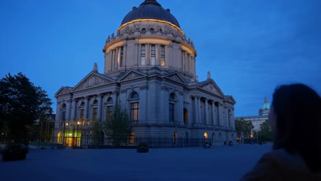 evening view of a grand domed building with illumination