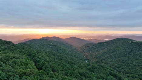 sunrise aerial in the nc, north carolina high country near boone and blowing rock nc