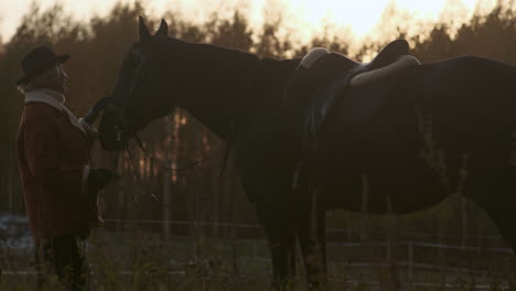 Woman-and-horse-outdoors