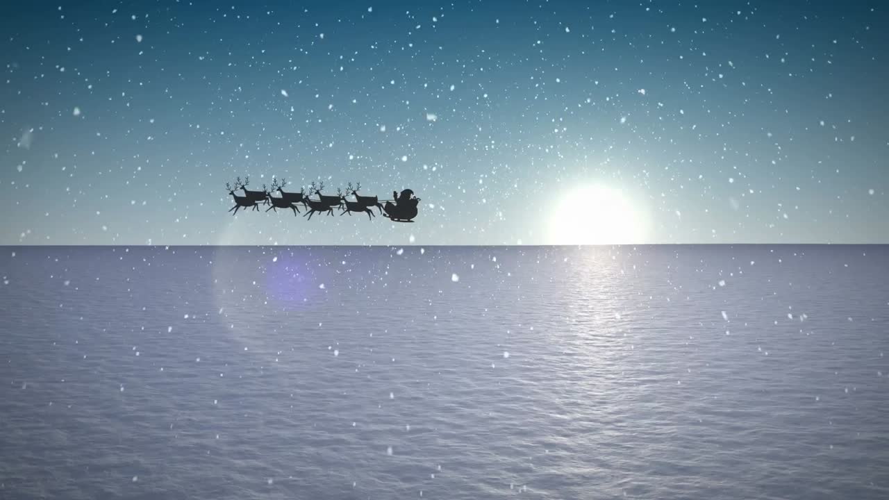 사 ⁇  과 겨울 풍경 을 가진  ⁇ 매 를 타고 산타클로스 위 에 내리는 눈 의 애니메이션