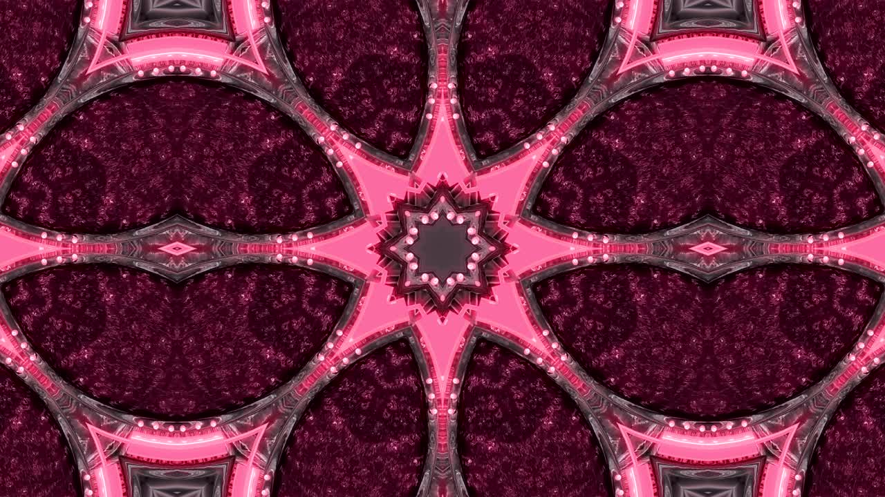 추상적인 네온 장식 배경: 3d 네온 칼레도스코프 또는 만달라