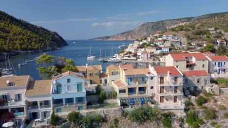 town of assos with colorful houses on the mediterranean sea, greece