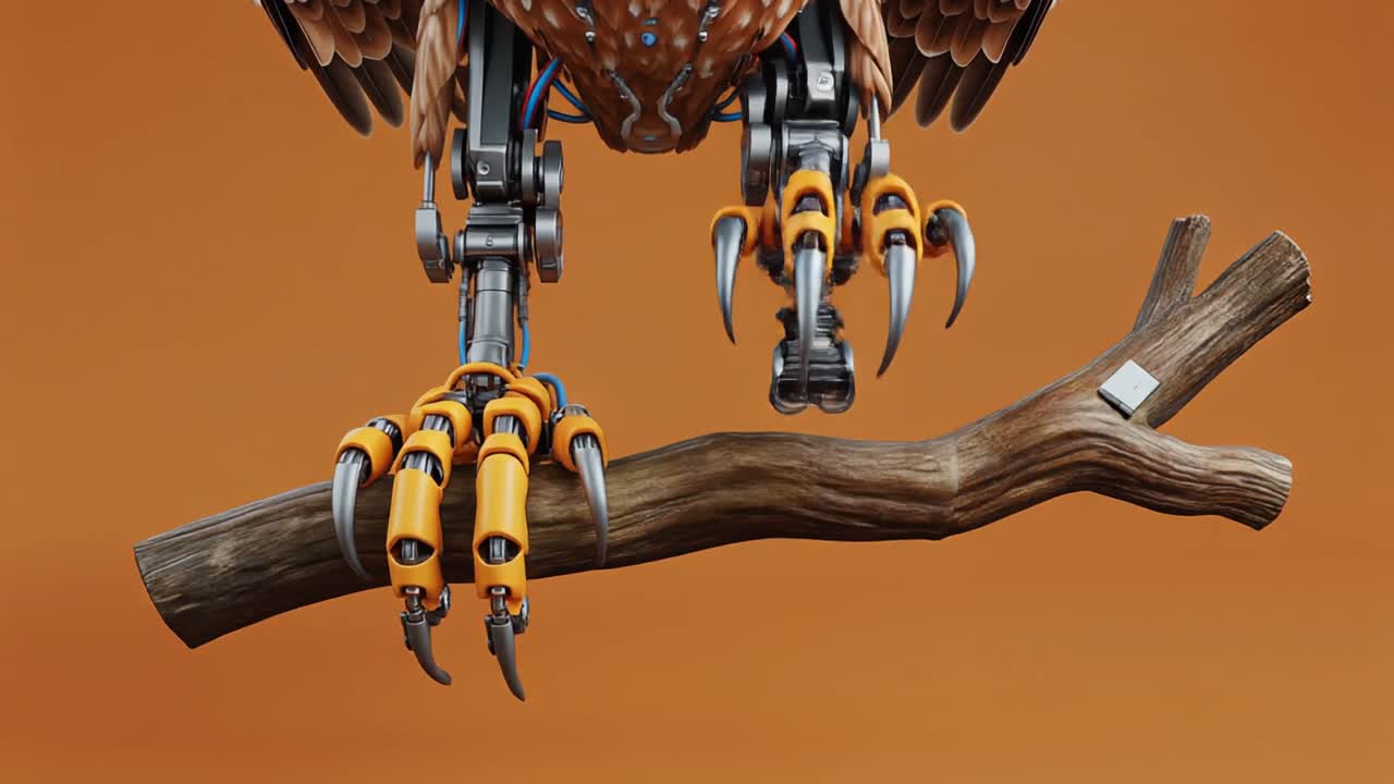Robotic Bird Perched on a Branch with Mechanical Talons
