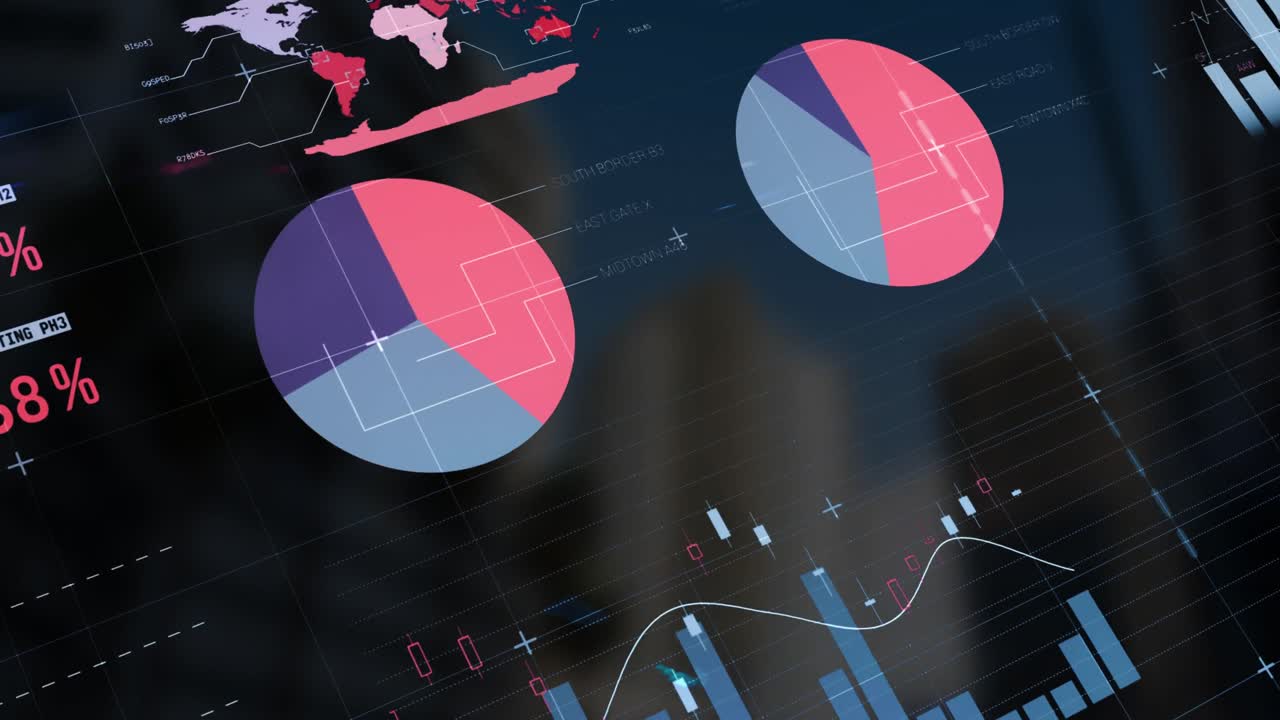 animación del procesamiento de datos sobre el paisaje