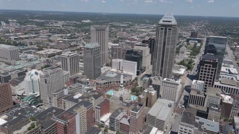 downtown indianapolis city skyline aerial drone view