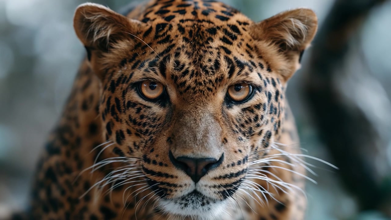 Doğal Yaşam Ortamında Kendine Özgü Beneklerini ve Yoğun Bakışını Sergileyen Görkemli Bir Leoparın Büyüleyici Yakın Çekimi.