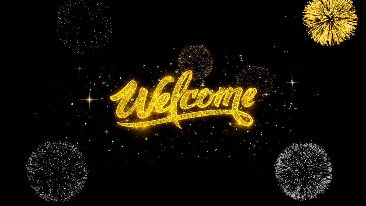 Grafica di benvenuto con fuochi d'artificio