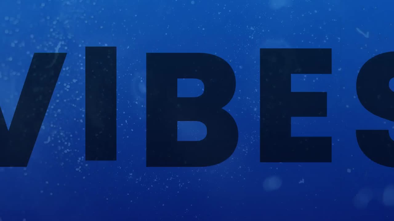 animación de texto de vibraciones en fondo azul