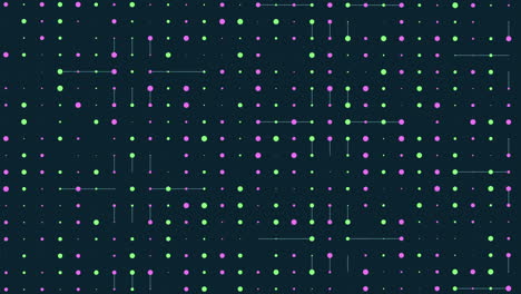 Cuadrícula-Simétrica-De-Puntos-Morados-Y-Verdes-Sobre-Fondo-Oscuro