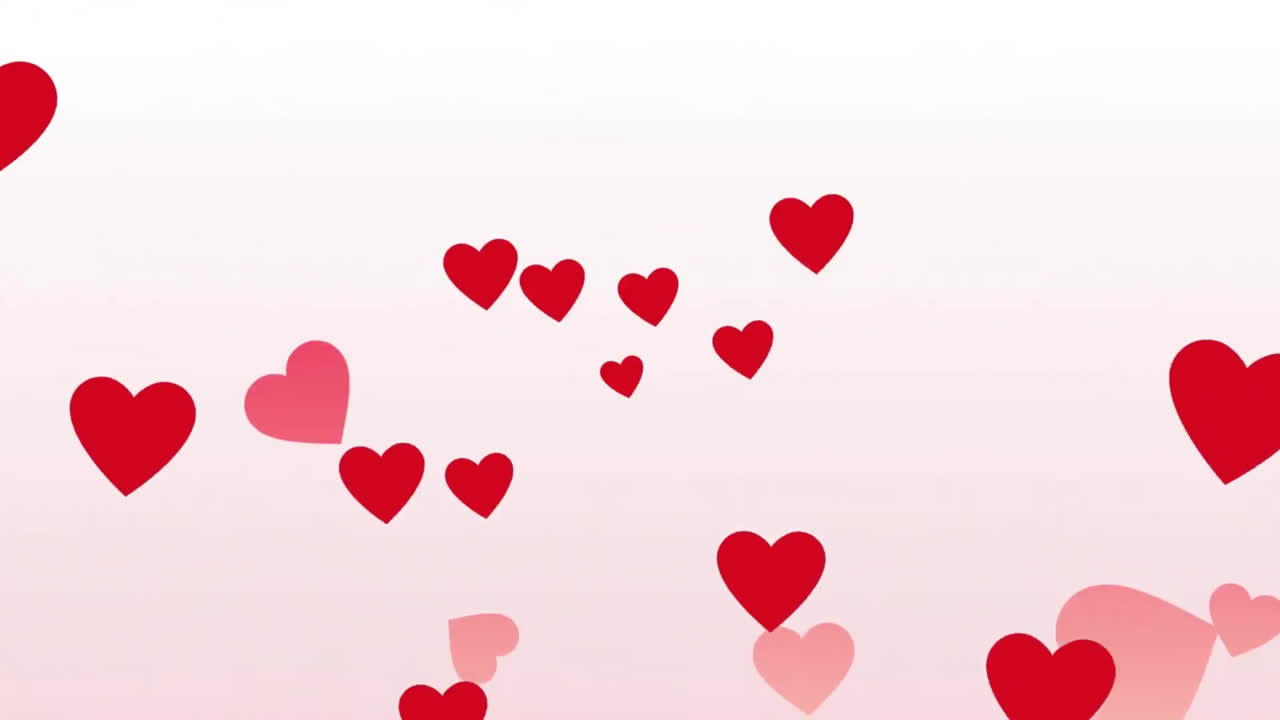 Animazione di molteplici forme di cuore su sfondo sfumato
