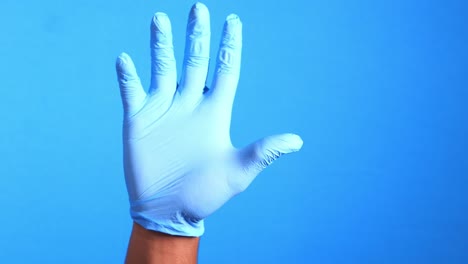 blue latex medical gloves