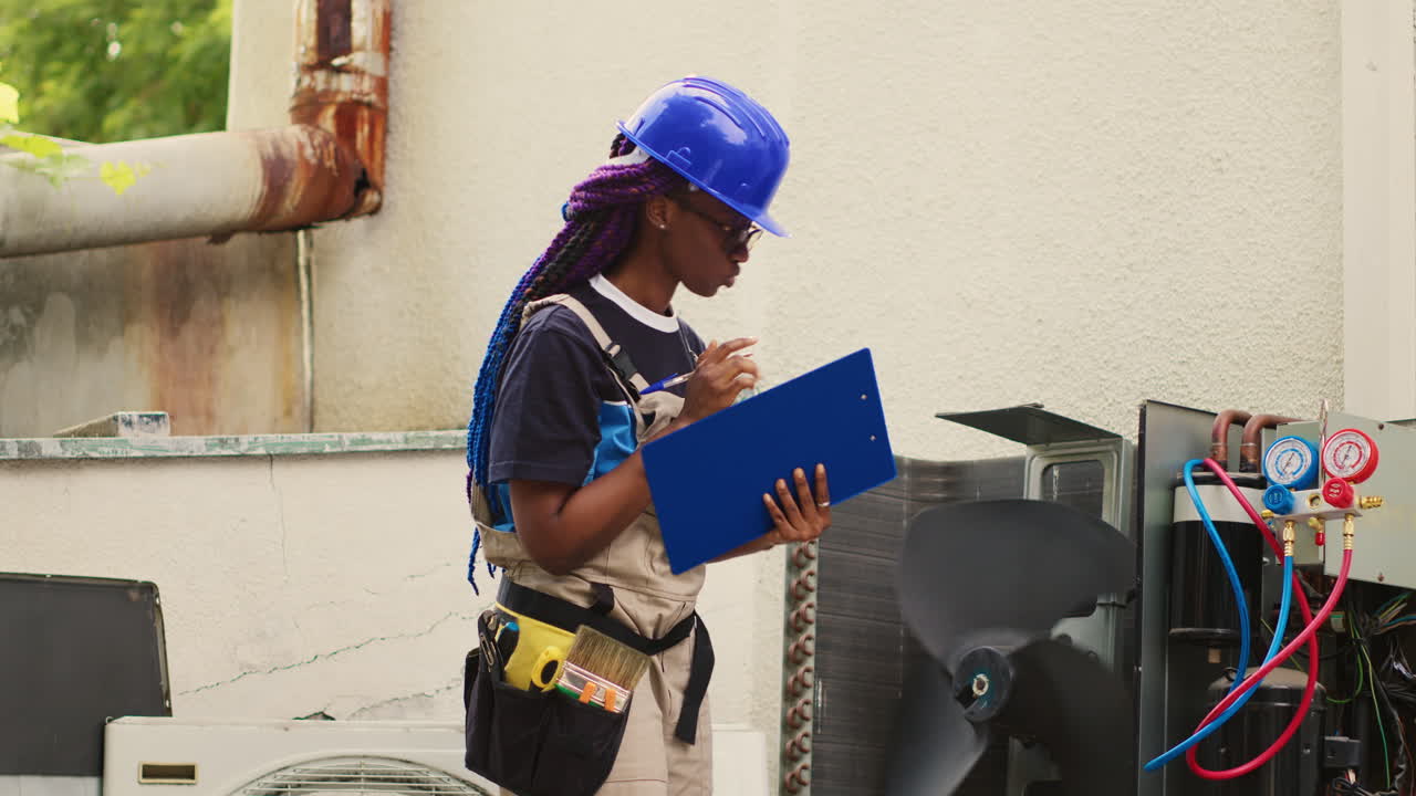 Expert servicing air conditioner