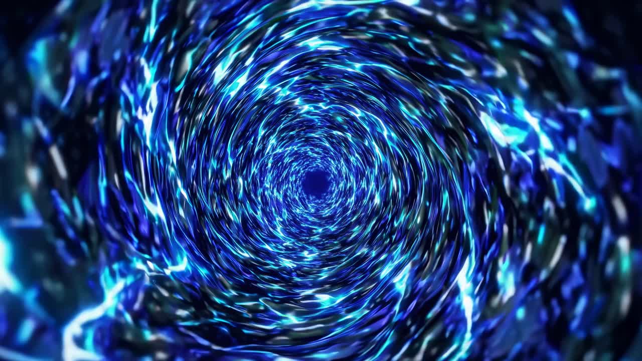 Abstract Glowing Blue Spiral Tunnel