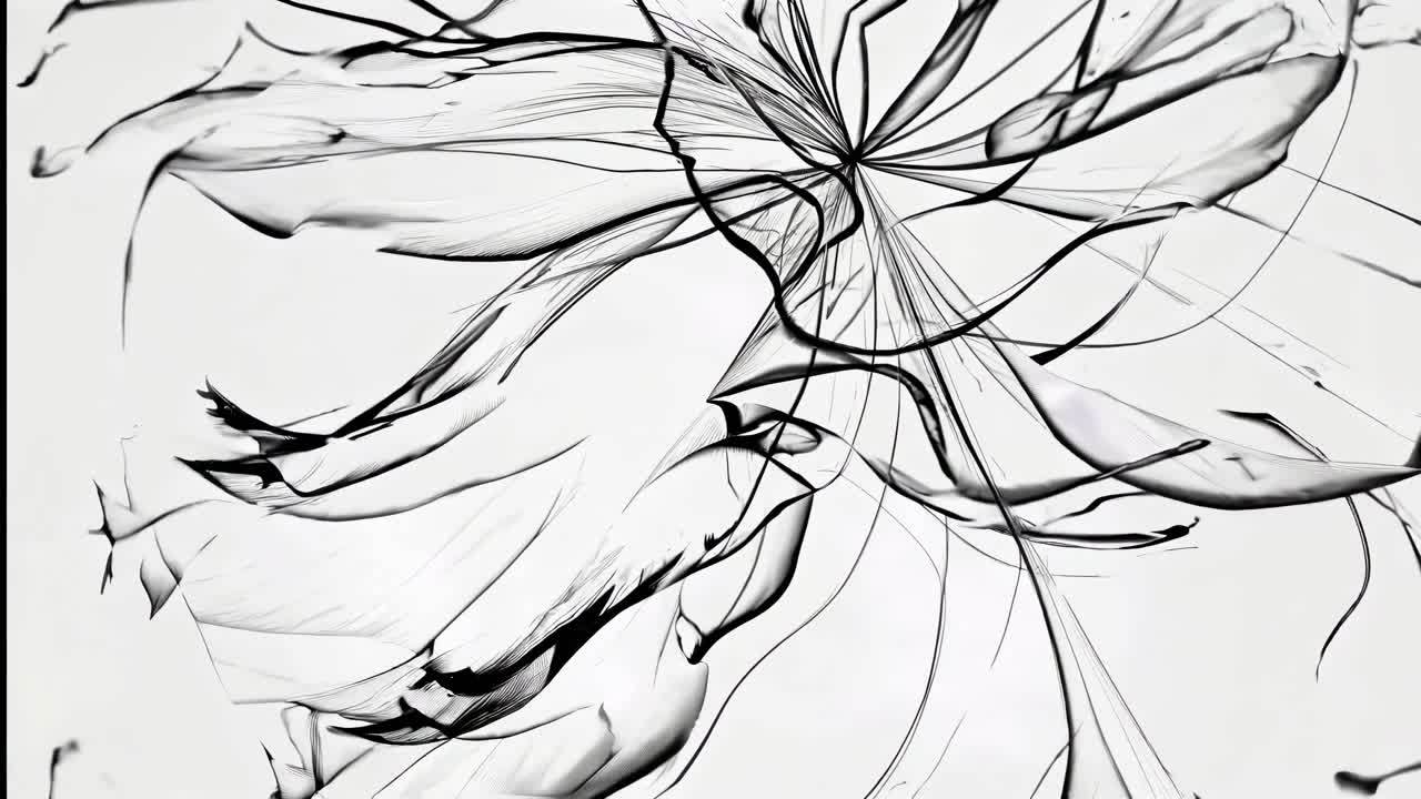Design floreale astratto in bianco e nero con linee fluide