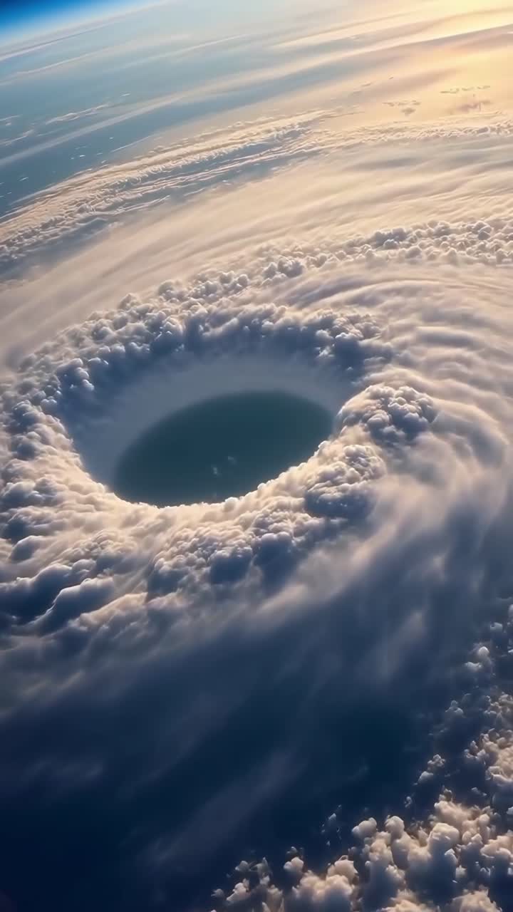 Luftfoto af en massiv skyhvirvel over Jorden, der ligner en scene fra en sci-fi-video.