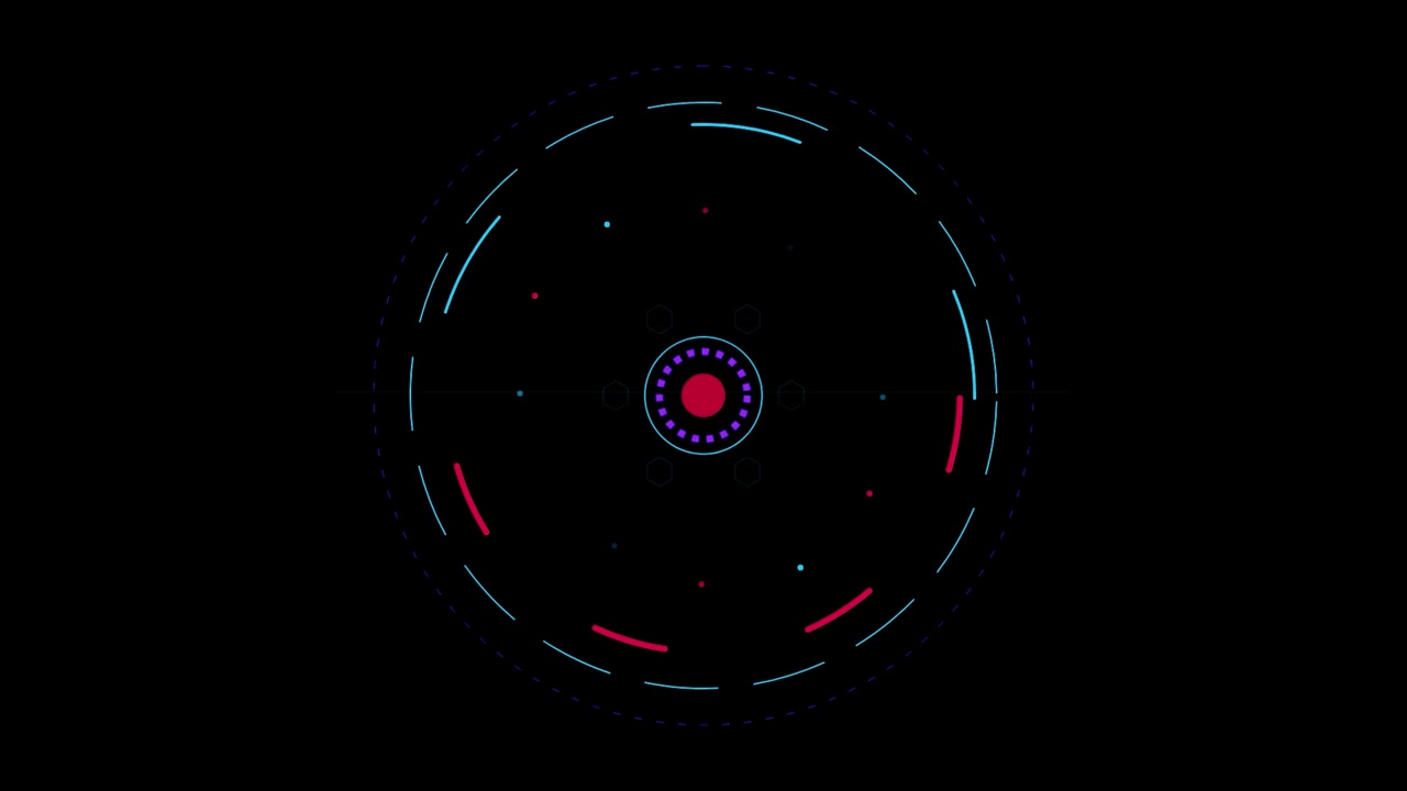Abstract Circular HUD Interface Animation with Rotating Elements