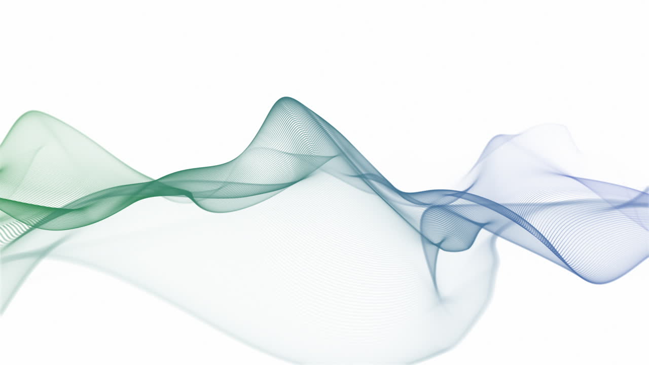 Linee ondulate in loop a movimento lento nei colori verde e blu.
