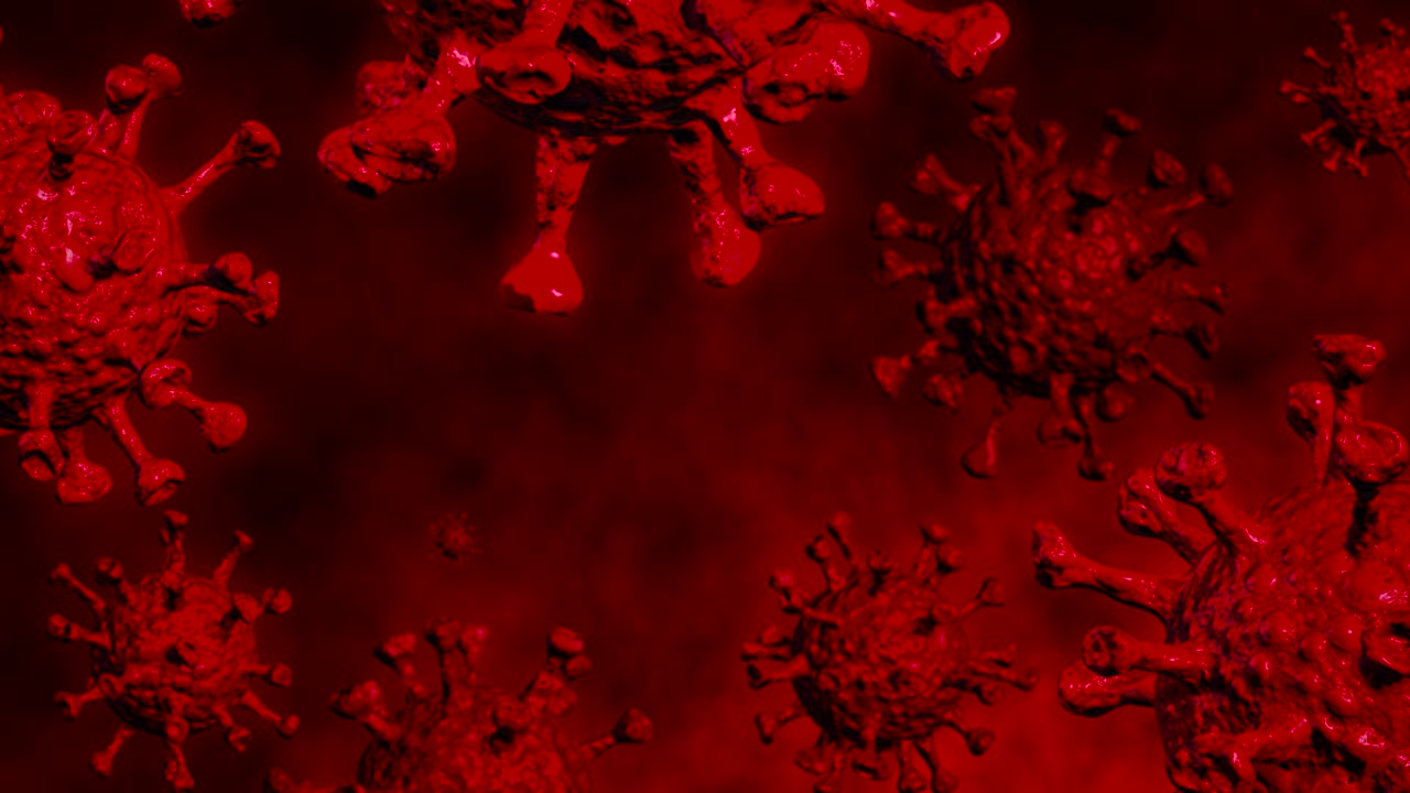 coronavirus abstracto que se mueve en la célula del virus - gráficos en movimiento (bucle)