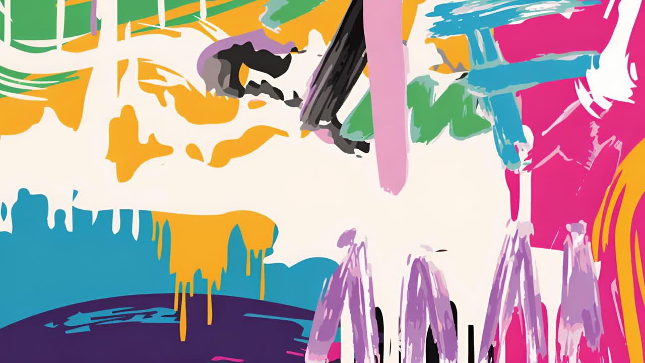 Abstract Colorful Dreamscape with Paint Drips