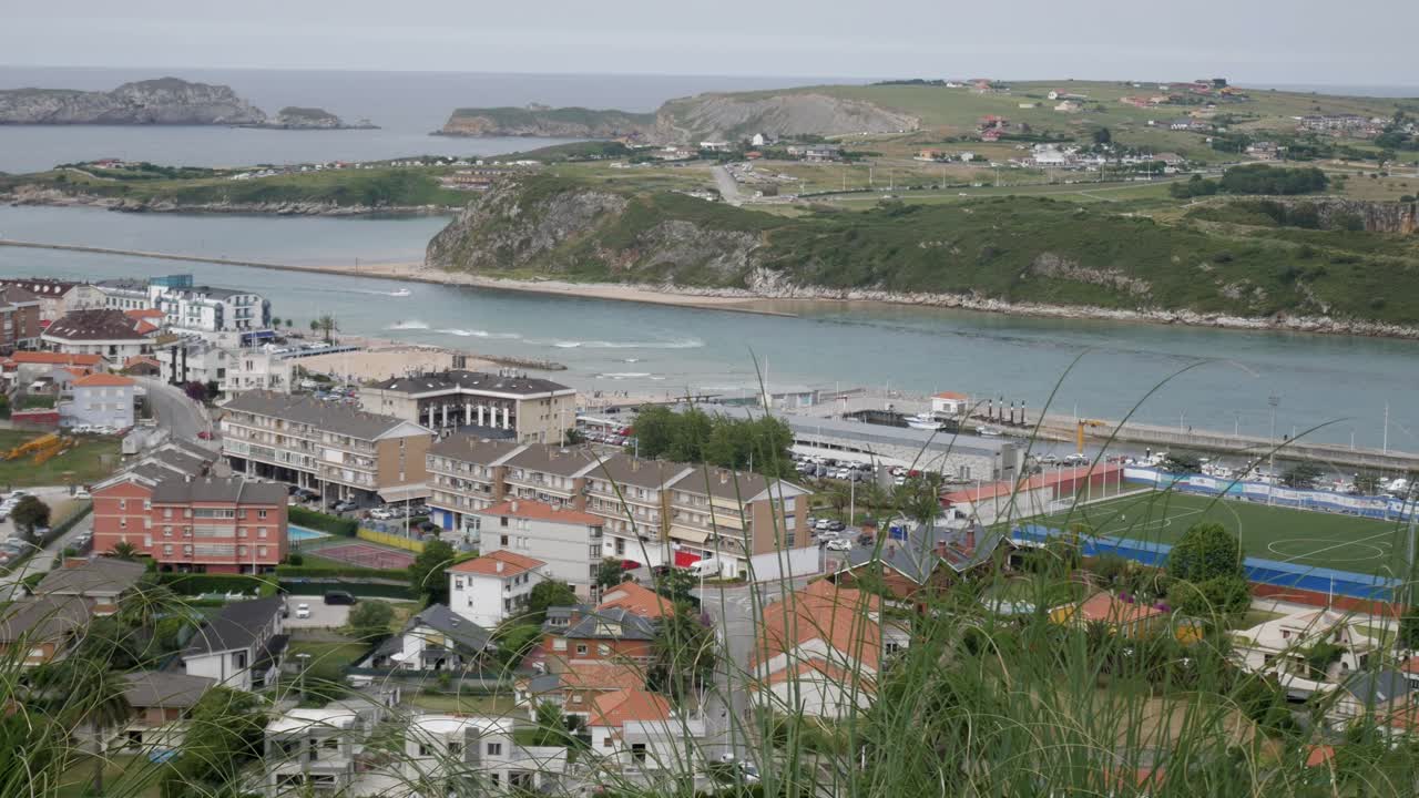 Scenic view of Suances, Spain, showing the Ria San Martin de la Arena and coastal landscape
